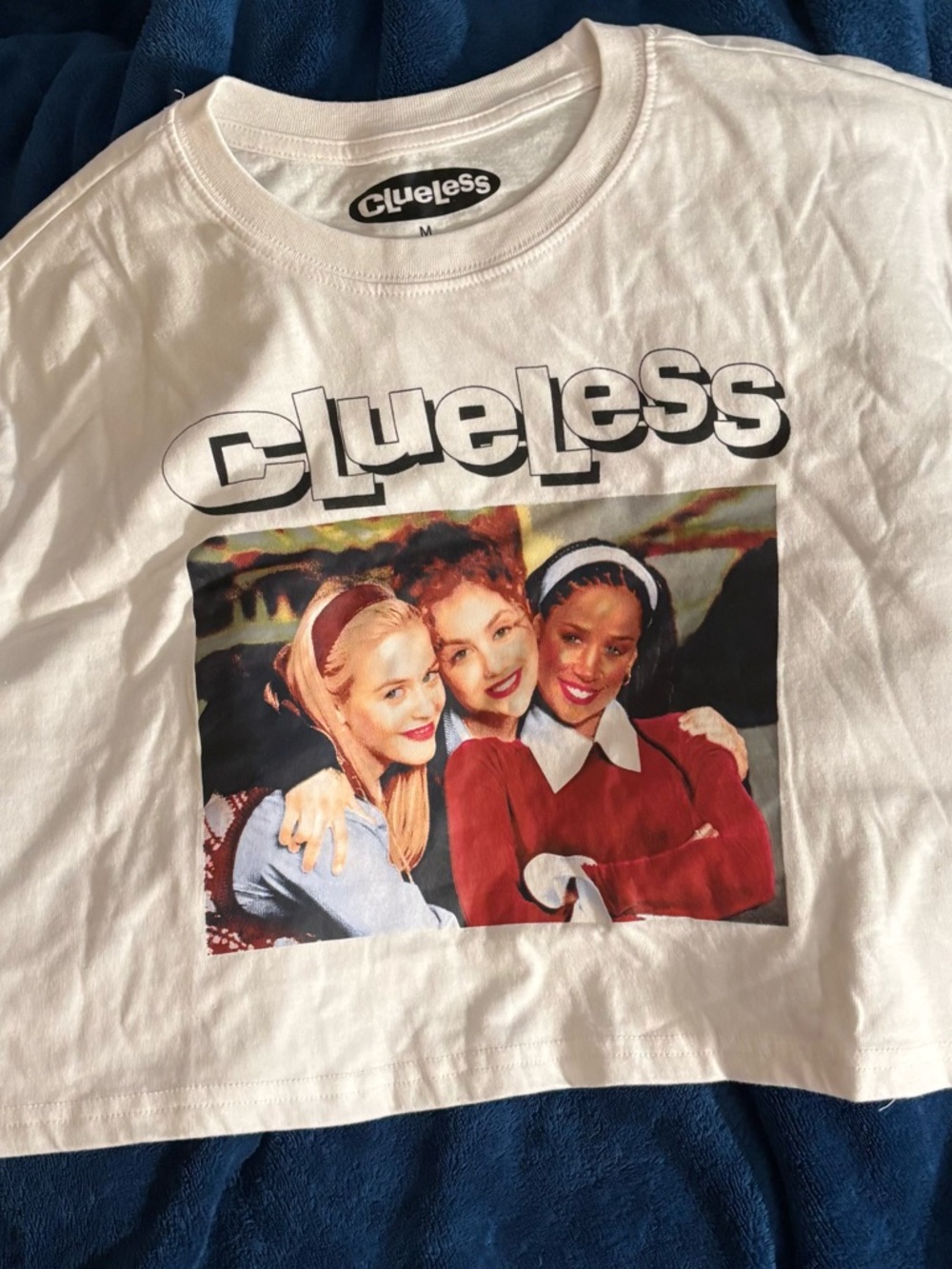 Clueless Graphic Crop Tee - White
